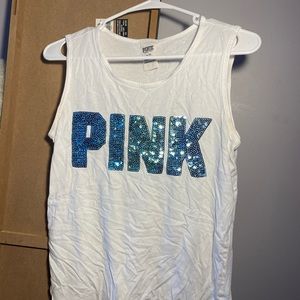 pink (Victoria’s secret) tank top, with sequins, size xs.